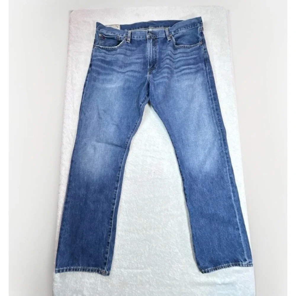Vtg polo ralph lauren authentic dungarees blue jeans‎ 36x30 Distressed Med Wash